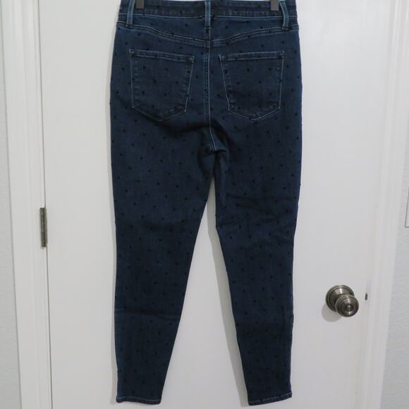 Talbots Womens Sz 8 Blue Black High Waist Jegging Ankle Jeans Polka Dot - Picture 2 of 7
